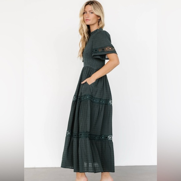 Dark Green Lace Maxi Dress - Picture 3 of 8
